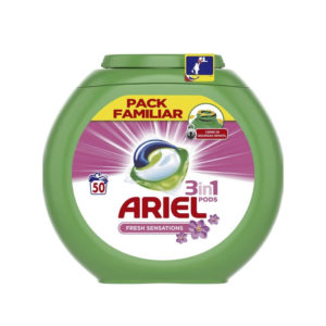 Detergente en cápsulas 3 en 1 Sensaciones Ariel 50 ud.